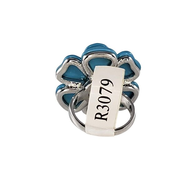 Camilla Lucia CL Turquoise Toned Blue Flower Ring R3079 L Costume Jewelry - Picture 3 of 8